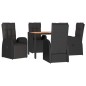 vidaXL Set de muebles jardín 5 pzas con cojines ratán sintético negro vidaXL Set de muebles jardín 5 pzas con cojines ratán sintético negro