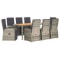 vidaXL Set comedor jardín 9 pzas y cojines ratán sintético gris vidaXL Set comedor jardín 9 pzas y cojines ratán sintético gris
