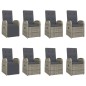 vidaXL Set comedor jardín 9 pzas y cojines ratán sintético gris vidaXL Set comedor jardín 9 pzas y cojines ratán sintético gris