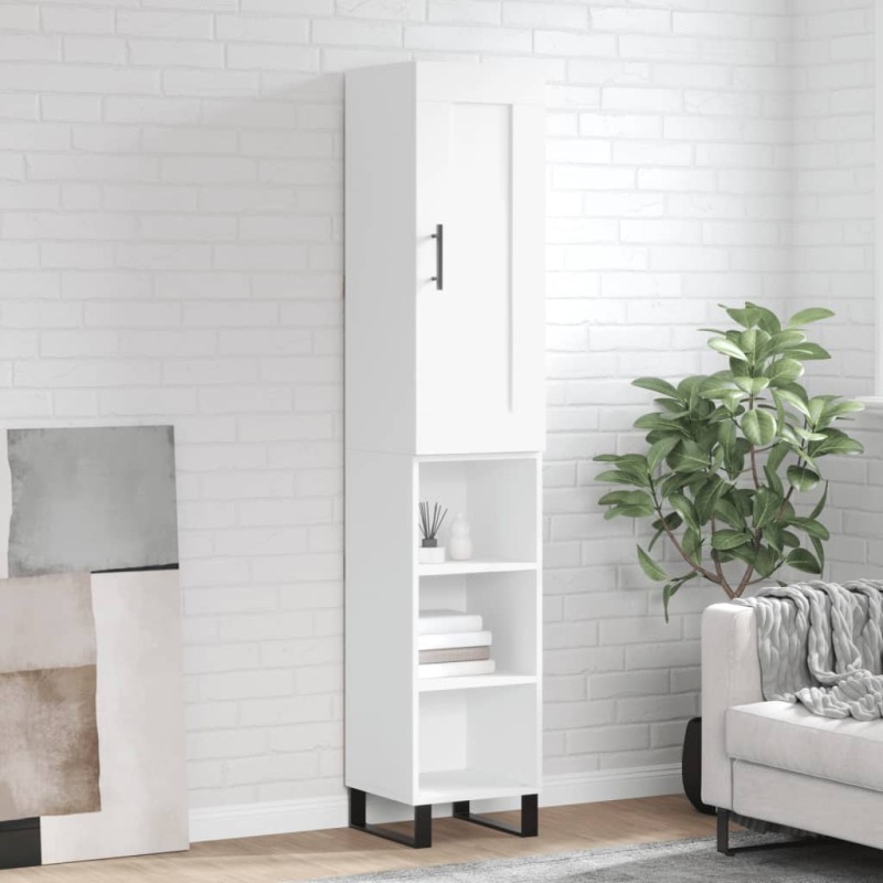 vidaXL Aparador alto madera contrachapada blanco 34,5x34x180 cm