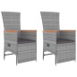 vidaXL Juego muebles jardín 3 pzas madera acacia ratán sintético gris