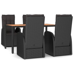 vidaXL Set de muebles jardín 5 pzas con cojines ratán sintético negro