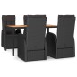 vidaXL Set de muebles jardín 5 pzas con cojines ratán sintético negro