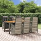 vidaXL Set comedor jardín 7 pzas y cojines ratán sintético gris
