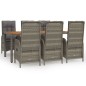 vidaXL Set comedor jardín 7 pzas y cojines ratán sintético gris