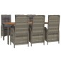 vidaXL Set comedor jardín 7 pzas y cojines ratán sintético gris