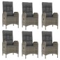 vidaXL Set comedor jardín 7 pzas y cojines ratán sintético gris