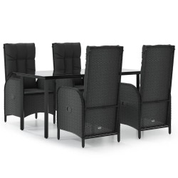vidaXL Set de muebles jardín 5 pzas con cojines ratán sintético negro