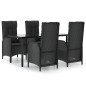 vidaXL Set de muebles jardín 5 pzas con cojines ratán sintético negro vidaXL Set de muebles jardín 5 pzas con cojines ratán sintético negro