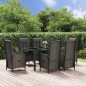 vidaXL Set comedor jardín 7 pzas y cojines ratán sintético negro gris vidaXL Set comedor jardín 7 pzas y cojines ratán sintético negro gris