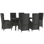 vidaXL Set comedor jardín 7 pzas y cojines ratán sintético negro gris vidaXL Set comedor jardín 7 pzas y cojines ratán sintético negro gris