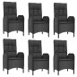 vidaXL Set comedor jardín 7 pzas y cojines ratán sintético negro gris vidaXL Set comedor jardín 7 pzas y cojines ratán sintético negro gris