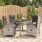 vidaXL Set comedor de jardín 5 piezas con cojines ratán sintético gris