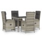 vidaXL Set comedor de jardín 5 piezas con cojines ratán sintético gris