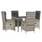 vidaXL Set comedor de jardín 5 piezas con cojines ratán sintético gris
