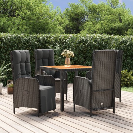 vidaXL Set de muebles jardín 5 pzas con cojines ratán sintético negro