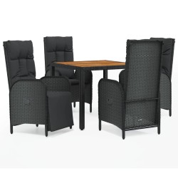 vidaXL Set de muebles jardín 5 pzas con cojines ratán sintético negro