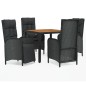 vidaXL Set de muebles jardín 5 pzas con cojines ratán sintético negro vidaXL Set de muebles jardín 5 pzas con cojines ratán sintético negro