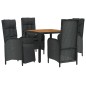 vidaXL Set de muebles jardín 5 pzas con cojines ratán sintético negro vidaXL Set de muebles jardín 5 pzas con cojines ratán sintético negro