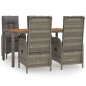 vidaXL Set comedor de jardín 5 piezas con cojines ratán sintético gris