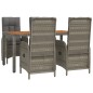 vidaXL Set comedor de jardín 5 piezas con cojines ratán sintético gris