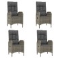 vidaXL Set comedor de jardín 5 piezas con cojines ratán sintético gris