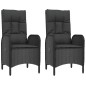vidaXL Set comedor de jardín 3 pzas con cojines ratán sintético negro vidaXL Set comedor de jardín 3 pzas con cojines ratán sintético negro