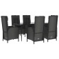 vidaXL Set de comedor de jardín 7 pzas y cojines ratán sintético negro vidaXL Set de comedor de jardín 7 pzas y cojines ratán sintético negro