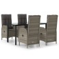 vidaXL Set comedor jardín 5 pzas y cojines ratán sintético negro gris vidaXL Set comedor jardín 5 pzas y cojines ratán sintético negro gris