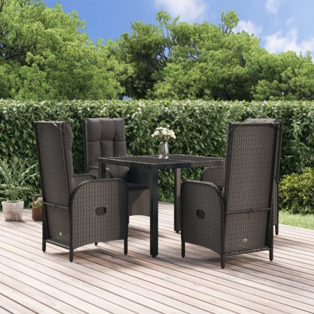 vidaXL Set de muebles jardín 5 pzas con cojines ratán sintético negro