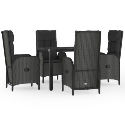 vidaXL Set de muebles jardín 5 pzas con cojines ratán sintético negro