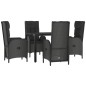 vidaXL Set de muebles jardín 5 pzas con cojines ratán sintético negro vidaXL Set de muebles jardín 5 pzas con cojines ratán sintético negro