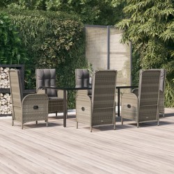 vidaXL Set comedor jardín 7 pzas y cojines ratán sintético negro gris