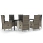 vidaXL Set comedor jardín 7 pzas y cojines ratán sintético negro gris vidaXL Set comedor jardín 7 pzas y cojines ratán sintético negro gris