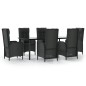 vidaXL Set de comedor de jardín 7 pzas y cojines ratán sintético negro