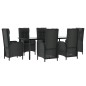 vidaXL Set de comedor de jardín 7 pzas y cojines ratán sintético negro