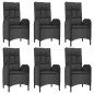 vidaXL Set de comedor de jardín 7 pzas y cojines ratán sintético negro