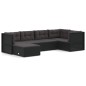 vidaXL Set muebles de jardín 6 piezas y cojines ratán sintético negro vidaXL Set muebles de jardín 6 piezas y cojines ratán sintético negro