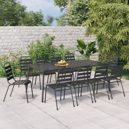 vidaXL Juego de comedor de jardín 11 piezas acero gris antracita
