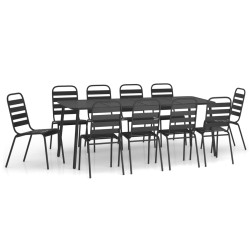 vidaXL Juego de comedor de jardín 11 piezas acero gris antracita