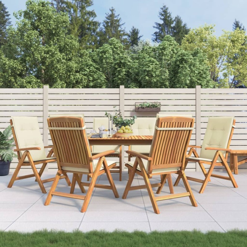 vidaXL Sillas de jardín reclinables y cojines 6 uds madera maciza teca vidaXL Sillas de jardín reclinables y cojines 6 uds madera maciza teca