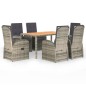 vidaXL Set comedor jardín 7 pzas y cojines ratán sintético gris vidaXL Set comedor jardín 7 pzas y cojines ratán sintético gris