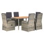 vidaXL Set comedor jardín 7 pzas y cojines ratán sintético gris vidaXL Set comedor jardín 7 pzas y cojines ratán sintético gris