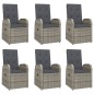vidaXL Set comedor jardín 7 pzas y cojines ratán sintético gris vidaXL Set comedor jardín 7 pzas y cojines ratán sintético gris