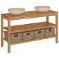 vidaXL Mueble tocador madera maciza teca con lavabos de mármol crema vidaXL Mueble tocador madera maciza teca con lavabos de mármol crema