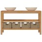 vidaXL Mueble tocador madera maciza teca con lavabos de mármol crema vidaXL Mueble tocador madera maciza teca con lavabos de mármol crema