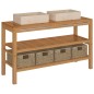 vidaXL Mueble tocador madera maciza teca con lavabos de mármol crema 