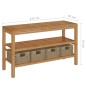 vidaXL Mueble tocador madera maciza teca con lavabos de mármol crema 