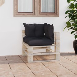 vidaXL Sofá de esquina de jardín de palets con cojines madera de pino
