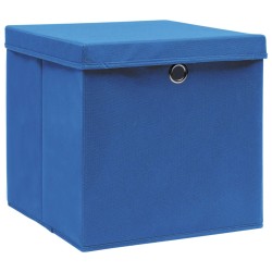 vidaXL Cajas de almacenaje con tapas 10 uds tela azul 32x32x32 cm